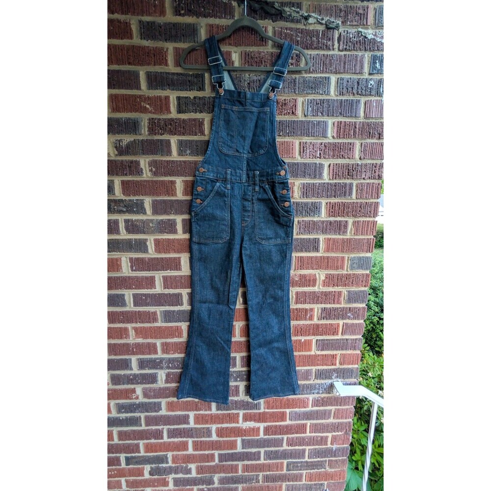 Madewell Denim Overalls-Dark Wash- Flare Leg- Adjustable Straps Women's Sz XS